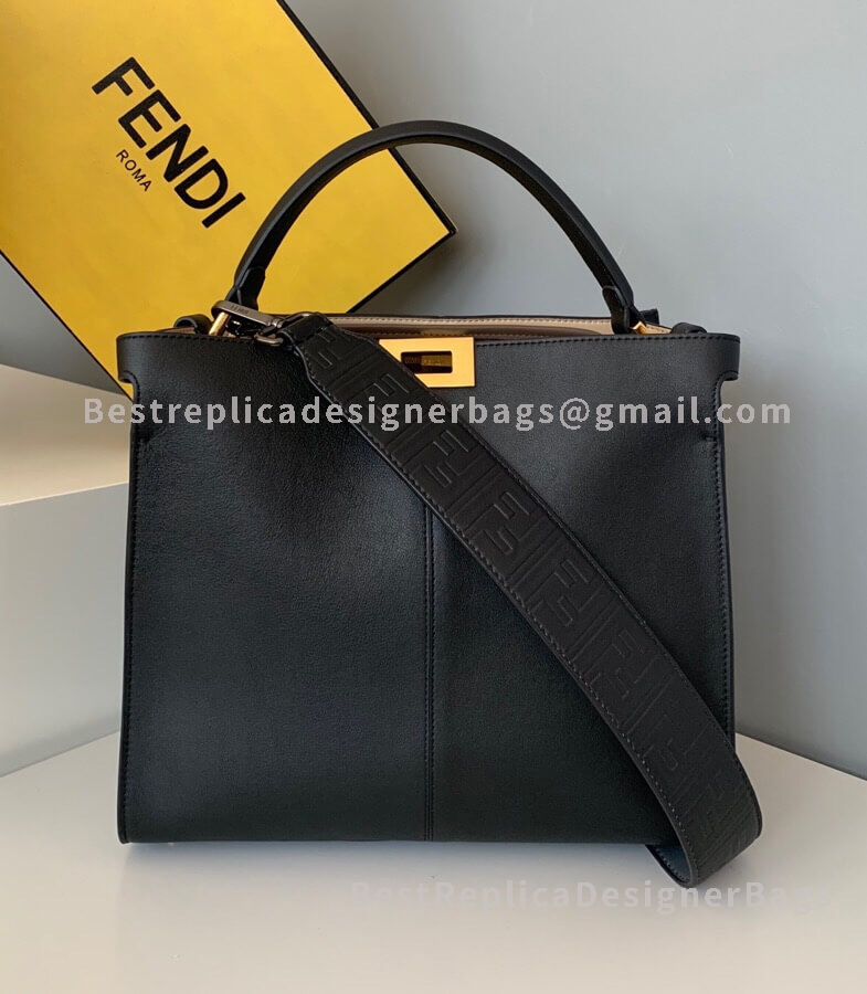 Fendi Peekaboo X-Lite Medium Leather Black Bag 304S
